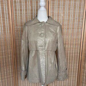 Bernardo tan genuine leather peacoat with gold metallic shimmer